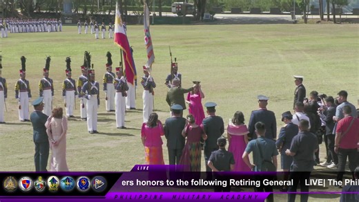 𝐋𝐈𝐕𝐄| The Philippine Military Academy (PMA) renders honors to the following Retiring Generals on Saturday, January 31, 2026: ✳️ LTGEN JIMMY D LARIDA PN(M), Vice Chief of Staff, AFP ✳️ LTGEN AUGUSTINE S MALINIT PAF, The Inspector General, AFP ✳️ MGEN FABIAN M PEDREGOSA PAF, Commander, Air Defense Command, PAF & Commander, Strategic Command, AFP ✳️ MGEN DENNIS G ESTRELLA PAF, Commander, Air Logistics Command, PAF ✳️ PMGEN WESTRIMUNDO D OBINQUE, Director, Directorate for Comptrollership ✳️ BGEN