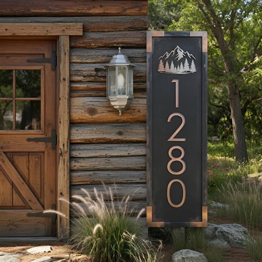 Custom Metal Address Sign, Vertical House Numbers, Modern Home Address Plaque, Personalized Outdoor Sign