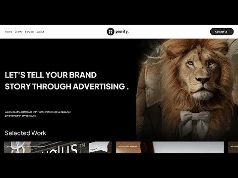 Piorify Website Showcase: UX/UI for Branding & Design Agency Excellence