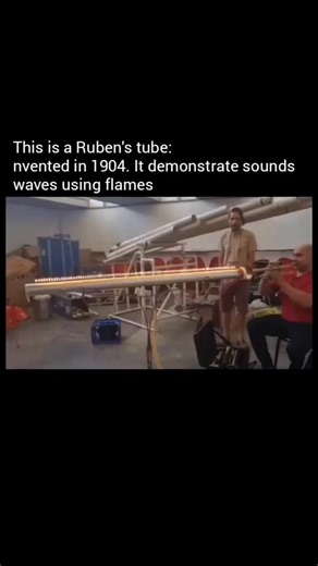 Factlore on Instagram: ""The Rubens’ tube, invented in 1904 by Heinrich Rubens, turns sound into fire you can see. Gas flows through a perforated tube, and when sound is played, pressure changes shape the flames into visible wave patterns. Low frequencies form smooth, rolling waves, while higher tones create sharp, tightly packed peaks—an elegant fusion of physics, acoustics, and visual art""