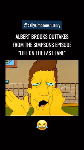 Albert Brooks outtakes from The Simpsons episode “Life on the Fast Lane” (1990). #thesimpsons #simpsons #albertbrooks #bloopers #outtakes | On This Day in Simpsons History