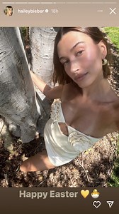 Hailey Bieber's Easter Minidress Includes 3D Rosettes on the Bust