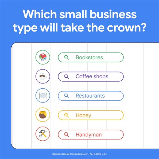 5.5K views · 80 reactions | Ready... set... search! The race to be the most-searched small business type in the U.S. in 2025 is ON! Watch to the end to see the final ranking  #SmallBusinessWeek | Google Small Business | Facebook
