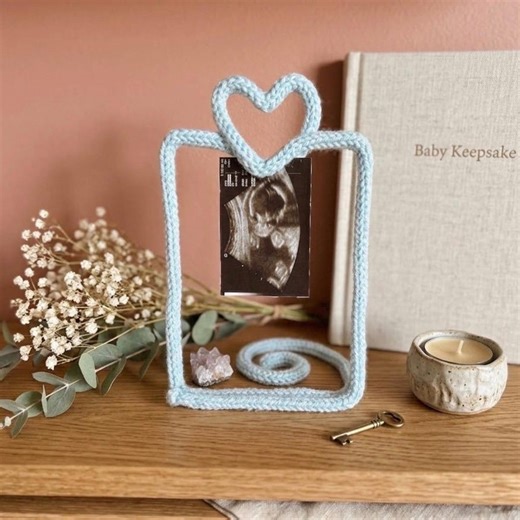 Handmade Crochet Sonogram Picture Frame: Heart Shaped Pregnancy Announcement Decor - Etsy