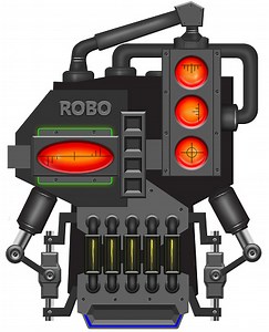 The head of a robot from the world of cyberpunk