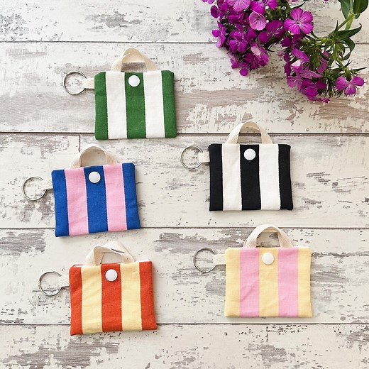 Striped Canvas Keychain Pouch: Mini Handmade Coin Purse - Etsy