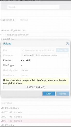Kali Linux on Proxmox | #ISO Upload Process (1) #KaliLinux #Upload #Proxmox #Virtualization #HomeLab