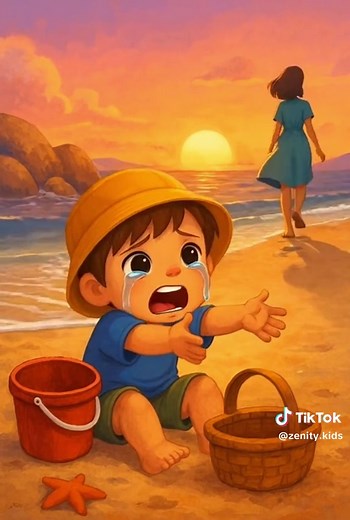 🐚 À la pêche aux moules – Une comptine pleine d’émotion et de tendresse 🎶 #alapecheauxmoules #comptine #coucherdesoleil #tiktokkids #mer