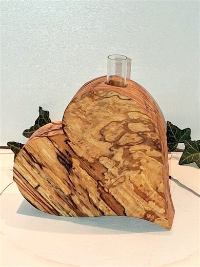 Heart Made of Local Spalted Beech Wood, With Test Tube, Solid, Handmade - Etsy