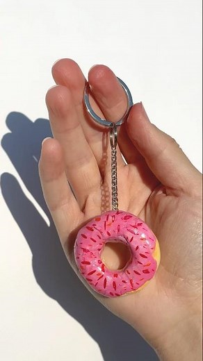 Cute Donut Keychain DIY Air dry clay Gift IDEA