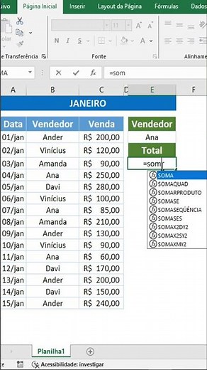 Como usar a Função SOMASE no excel