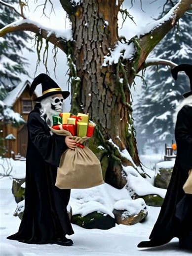 Der Hogfather Schneevater, das Scheibenwelt-Äquivalent vom Weihnachtsmann ist an Silvester verschwunden. Damit am Morgen die Sonne aufgehen kann, übernimmt der Tod seine Aufgabe er verteilt Geschenke christmas #ai #fantasyworld #winterwonderland winter fantasy funny memes verkehrte welt cartoon Animation fyp