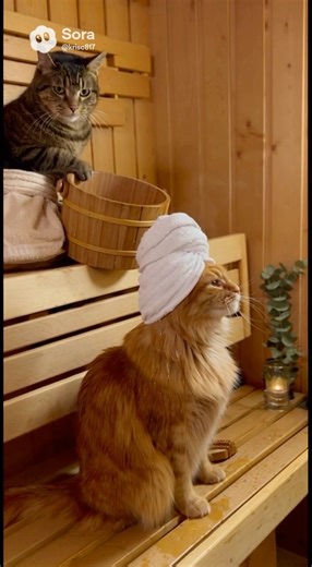 Cat spa sauna relaxation herbal aromatherapy #cat #catspa #massage therapy #sauna