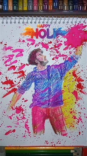 Holi Special Drawing | Holi Vibe ✨️ |Festival Pastel Art #holispecial #holi2026 #shorts