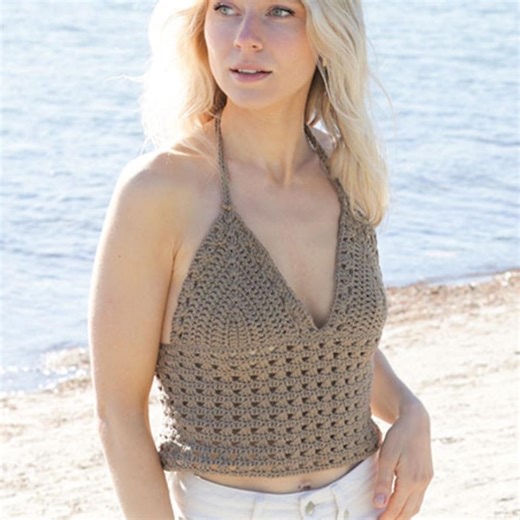 Crochet Halter Top Pattern V Neck Boho Summer Crop Top Easy Women PDF - Etsy