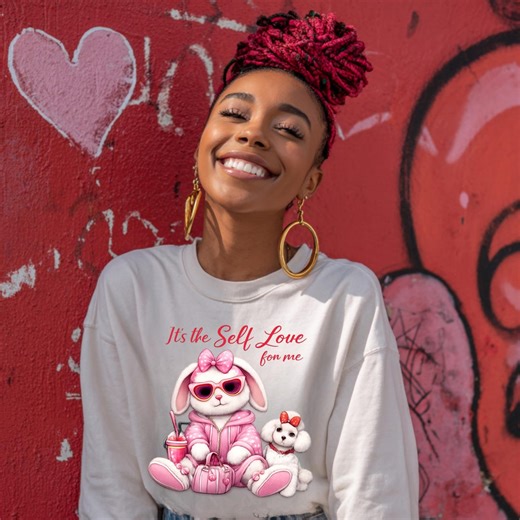 Pink Bunny Self-love Clipart | Rabbit PNG (digital Download - Etsy