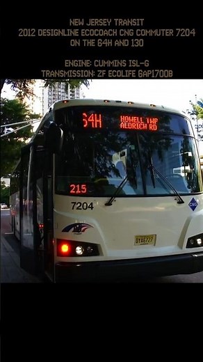 New Jersey Transit 2012 Designline ECOCoach CNG Commuter 7204 On The 64H & 130 #njtransit #newjersey