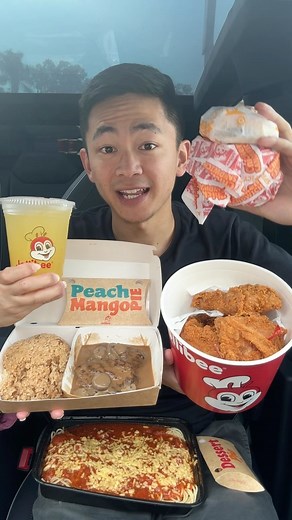 J E R R Y on Instagram: "Trying everything from @jollibeeus 🔥 #food #foodie #foodreview #jollibee #chicken #friedchicken #adobo #rice #pineapple #spaghetti #spicy #fastfood #asmr #mukbang #explore #explorepage #reels #tastetest #eating #restaurant #filipino #asian #tastetest #foodblogger #foodislife"