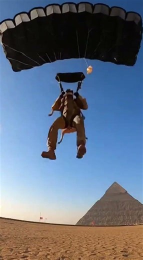 Skydiving K9 Lands at the Great Pyramids 🪂🐕🔥 #k9 #militarydog #skydiving