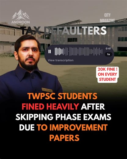 Hazara on Instagram: "TWPSC has no hesitation in labeling students as defaulters and extracting heavy fines of Rs 20,000+ for minor or administrative issues, yet the institution itself remains a tax defaulter with unpaid dues serious enough to have its campus sealed. Instead of supporting students’ academic needs, the burden is shifted onto them while questions of financial transparency go unanswered. Students deserve fairness, not punishment for the administration’s failure #abbottabad #androon