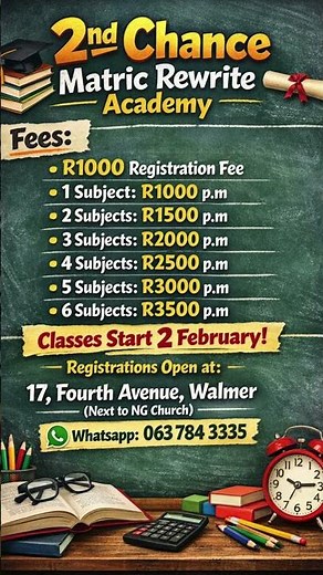 2nd Chance Rewrite Matric Academy Fees