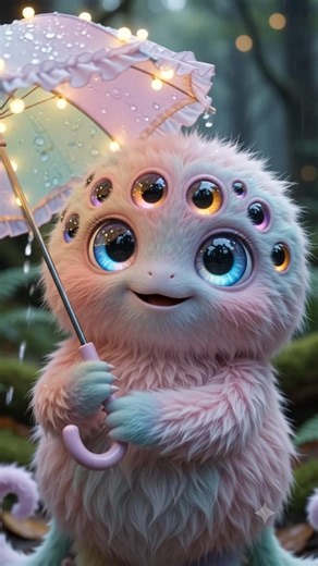 Magical Rain Creature with Glowing Eyes🌧️✨Al Fantasy Animation #shorts #aivideo