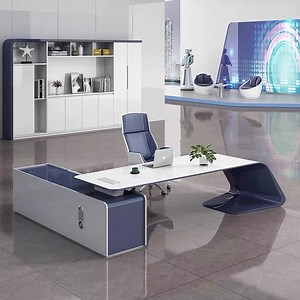 [Hot Item] White High Gloss Painting Luxury Office Executive Desk Boss Desk