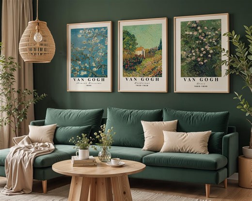 Van Gogh Wall Art Set of 3 Prints, Almond Blossoms Roses Landscape, Vintage Museum Poster Set, Gallery Wall Decor, Printable or Framed Art - Etsy