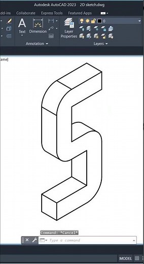 Isometric Alphabet Drawing – S | 3D Letter S in AutoCAD (A to Z Isometric Series) #alphabet #drawing
