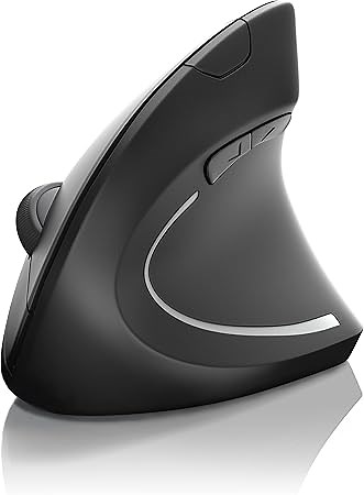 CSL Optische Wireless kabellos Funk Maus, Bluetooth + 2,4 Ghz Funk - vertikale Ausführung, Ergonomisches Design, Vorbeugung gegen Mausarm Tennisarm, Besonders armschonend, 5 Tasten schwarz