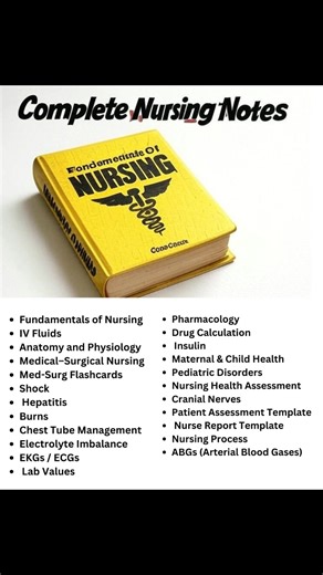 📚 Complete Nursing Notes (PDF Format) – Only ₹149! Perfect study material for BSc Nursing, GNM, and ANM students 💥 Everything you need in one PDF: ✅ Fundamentals of Nursing ✅ Anatomy & Physiology ✅ IV Fluids, Shock, Burns, Hepatitis ✅ Pharmacology, Lab Values, ECGs ✅ Maternal & Child Health, Pediatric Disorders 📥 Instant PDF Access | Study Anytime, Anywhere! | nursing notes