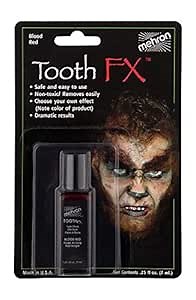 Mehron Makeup Tooth FX Blood Red | Temporary Red Tooth Paint | Perfect for Creating Red Teeth FX, Rotten Teeth Makeup, & Bloody Teeth SFX for Halloween, Cosplay, & Theater .125 oz (4 ml)