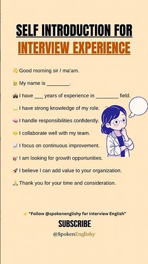How to Introduce Yourself in Interview | Experience #interviewenglish #interviewpreparation #yt