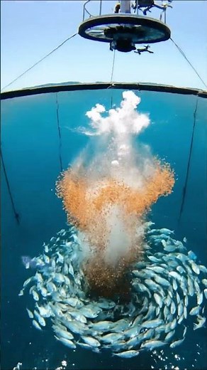 Underwater Fish Farm: 1,000,000 Fish Fed by a Robot (Ocean Cage Tech) #shorts