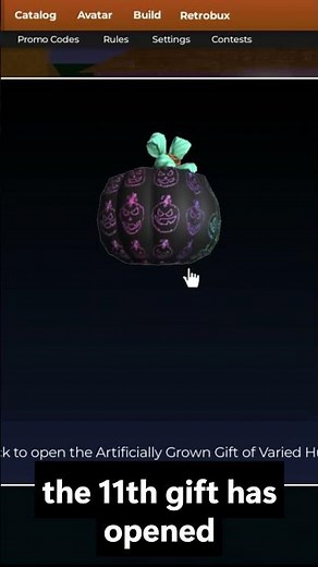 the 11th gift has opened in the #2025retrostudiobloxtoberevent