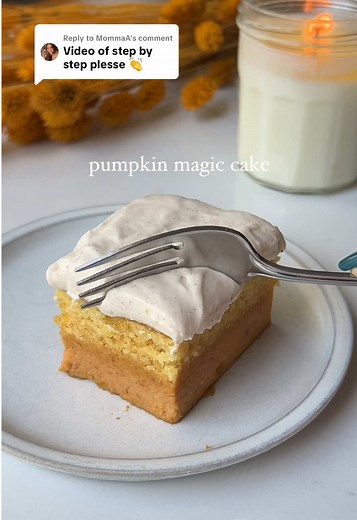 Pumpkin Magic Cake Recipe with Whipped Cream