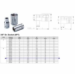 3/8” 6-POINT SOCKET 19 MM