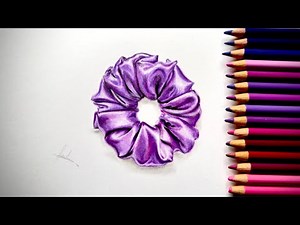 realistic scrunchie drawing with colour pencil \\ how to draw scrunchie \\ drawing tutorial.