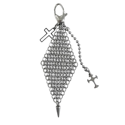 Hand Woven Chainmail Fidget Keychain / Bag Charm - Chainmaille and Cross Charm Pendants - Non Tarnish Hypoallergenic Stainless Steel - Etsy
