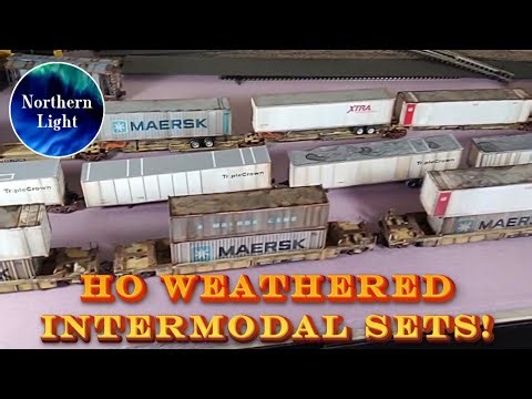 HO Scale Weathered Intermodal Sets - Spine Cars, Roadrailers, & Well Cars!