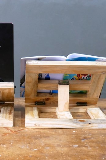 Woodworking Idea Reading Book and Labtop Wooden Holder #woodart #wooddesign #woodcraft #woodworking #wood #tipswoodworking #wooddiy #woodwork #woodjoinery #Japanesejoinery #joinery #amazing #FacebookReelsContest #Wow #tricks #reelsfb #reelsviral #reels​ #carpentry #carpenter | Woodworking Crafty