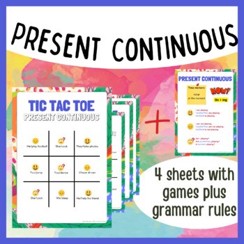 Present Continuous English ESL/EFL TIC TAC TOE communication game