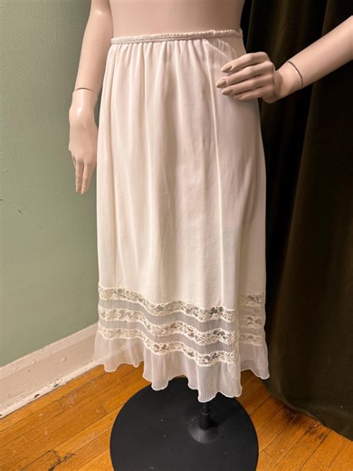 1950s 60s Half Slip Skirt Lace Crystal Pleat Hem White S M - Etsy
