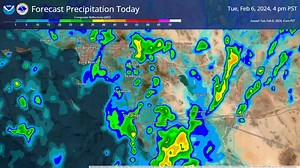 Here is one model's depiction of how precipitation will evolve through this afternoon. There's still a 10-20% chance of thunderstorms today, and lightning is already being observed off the coast south of Pt Conception ⛈️ | US National Weather Service San Diego California