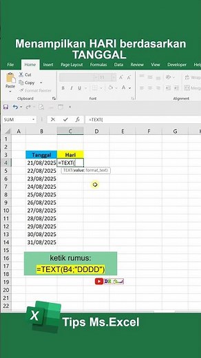 Rumus Mencari Hari Berdasarkan Tanggal #excel #exceltips #googlesheets #exceltricks #exceltutorial