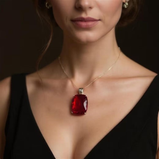 Red Ruby Cushion Shape Gemstone Pendant Handmade Necklace With Free Chain, Luxury Jewelry - Etsy