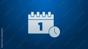 White line Calendar with first september date icon isolated on blue background. September 1. Date and time, day, month. Holiday. 4K Video motion graphic animation. Stock Video