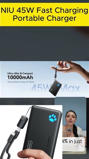 INIU 45W Fast Charging Portable Charger 🔋 10000mAh Tiny Power Bank – Ultra Compact Travel Essential