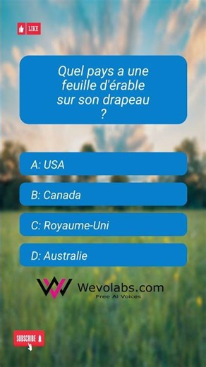 Une question, une chance : Quel pays a une feuille d'érable sur son drapeau ?