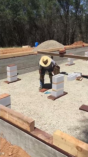 Serenity Homes install concrete piers & set up I beams